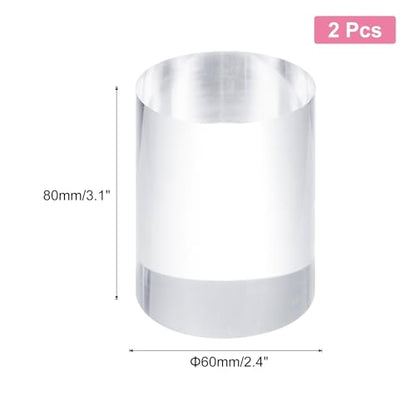 uxcell 2pcs Acrylic Cylinder Display Blocks, 60 x 80 mm/2.4" x 3.1" Clear Jewelry Display Base Polished Cube Riser Stand Display Holder Base for Ring Jewelry Cosmetics Crafts - size: 60 x 80mm