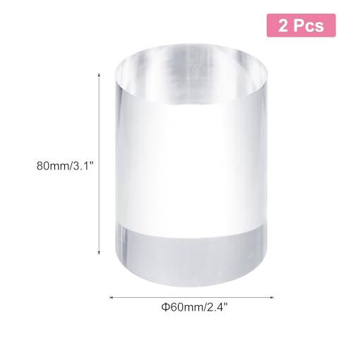 uxcell 2pcs Acrylic Cylinder Display Blocks, 60 x 80 mm/2.4" x 3.1" Clear Jewelry Display Base Polished Cube Riser Stand Display Holder Base for Ring Jewelry Cosmetics Crafts - size: 60 x 80mm