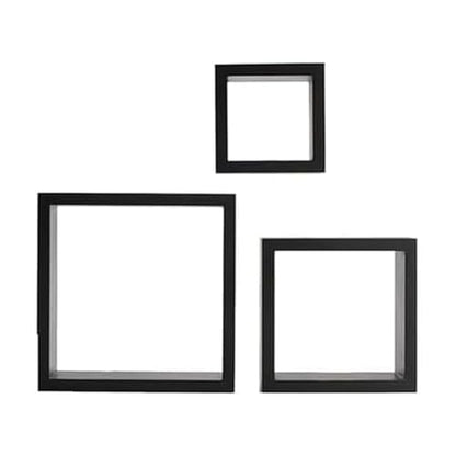 MELANNCO Floating Wall Square Cube Shelves for Bedroom, Living Room, Bathroom, Kitchen - Wood, Set of 3, Black - color: Black, size: Set of 3