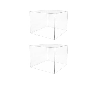 2 Pack Acrylic Display Riser Box with One Open Side Versatile 12" x 12" x 9" No LId Clear Dust Cover Retail Product Riser or Merchandise Storage Bin by Marketing Holders - size: 12"w x 9"h
