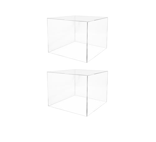 2 Pack Acrylic Display Riser Box with One Open Side Versatile 12" x 12" x 9" No LId Clear Dust Cover Retail Product Riser or Merchandise Storage Bin by Marketing Holders - size: 12"w x 9"h