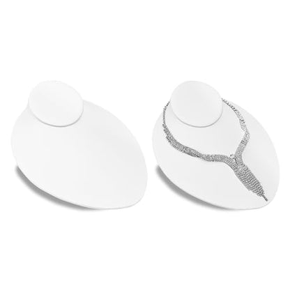 MOOCA Premium Faux Leather Necklace Lay Down Display Stands - Set of 2, Elegant Jewelry Holder, Stand, and Organizer for Necklaces, White Color - color: White Faux Leather