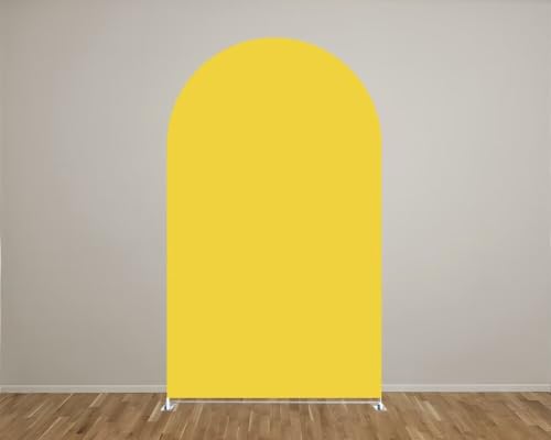 Yellow Spandex Arch Backdrop Cover Chiara Backdrop Cover Double-Sided Wedding Arched Cover for Wedding Ceremony Birthday Party Baby Shower Banquet Decoration - color: Gx-1516, size: 3ftx5ft (35"x60")
