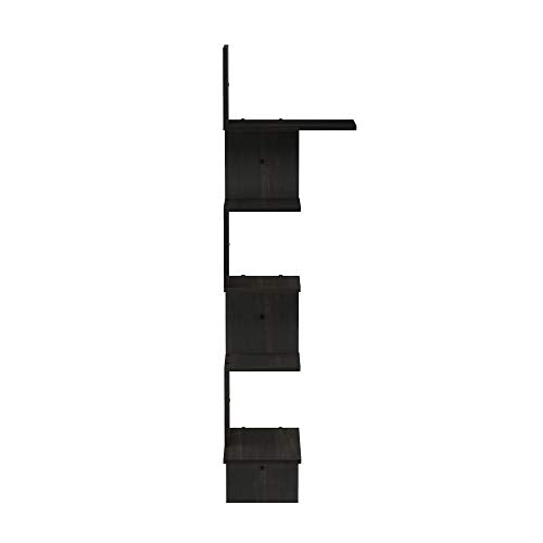 Furinno Rossi Wall Mounted Shelves, 5-Tier Rectangle, Espresso/Black - color: Espresso/Black, style: 5-Tier Square