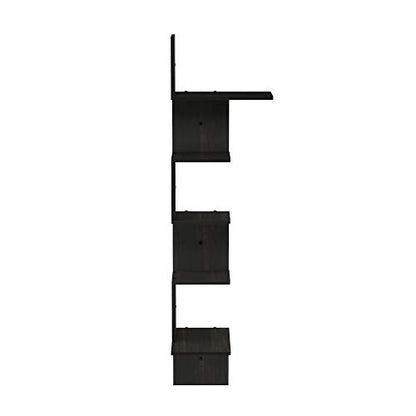 Furinno Rossi Wall Mounted Shelves, 5-Tier Rectangle, Espresso/Black - color: Espresso/Black, style: 5-Tier Square