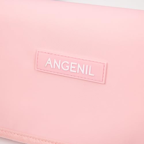 ANGENIL Large Capacity Heat Mat Hot Hair Iron Tools Travel Bag, 2 in 1 Portable Organizer Bags with Large Heat Resistant Mat for Hair Straighteners, Curling Irons, Hot Air Brushes, Travel Essentials - color: Blush