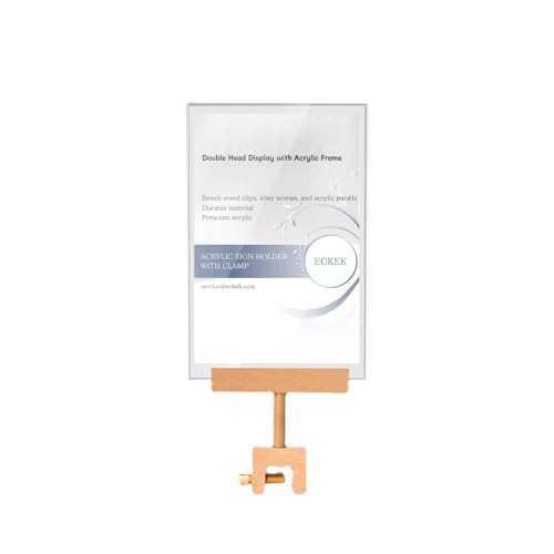 Acrylic Sign Holder with Clamp Double Head Display with Acrylic Frame Sign Holder Price Tag Clip for Clothing Stores (Horizontal A5 210×148mm/8.27×5.83inches) - size: Horizontal A5 210×148mm/8.27×5.83inches