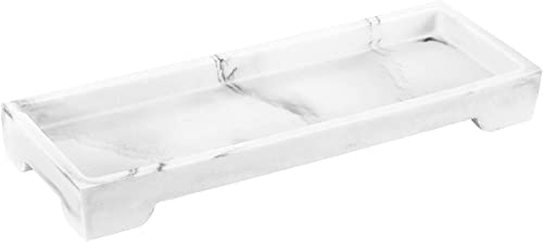 Luxspire Vanity Tray, Bathroom Toilet Tank Storage Tray, Resin Kitchen Sink Trays, Vanity Countertop Organizer for Candles Soap Towel Perfume Holder Decor Jewlery Dish, Marble Style -S- Gravel White - color: D - Gravel White, style: Small