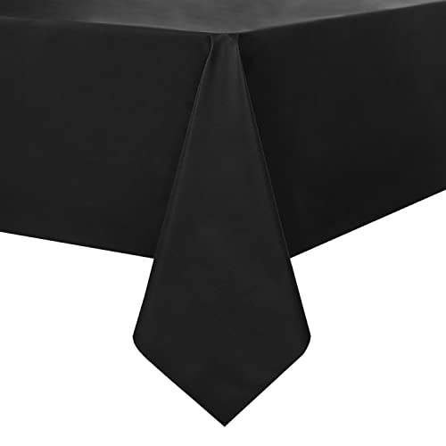 Romanstile 100% Waterproof PVC Tablecloth, Rectangle Oil Spill Proof Stain Resistant Vinyl Table Cloth, Wipe Clean Plastic Table Covers for Kitchen/Dining/Parties - 54 x 120 Inch, Black - color: Black, size: 54" x 120" (Rectangular)