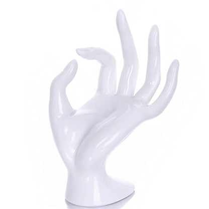 HOMEGOAL Hand Jewelry Holder, Bracelet Ring Watch Jewelry Display Holder Stand, Mannequin Hand, Polyresin, 7 Inch (White) - color: White