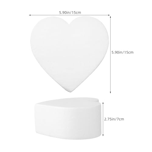 Unomor 3Pcs Heart Shaped Cake Dummies Foam Models 5.90X5.90X2.75In Lightweight Cake Decorating Practice Tools for Bakery Display Diy Crafts Party Photography Props