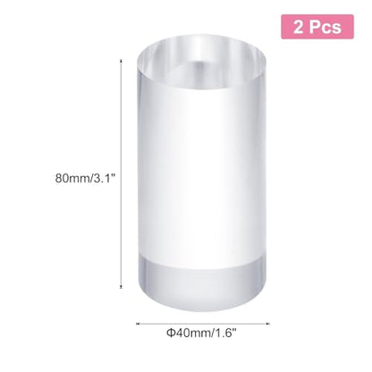 uxcell 2pcs Acrylic Cylinder Display Blocks, 40 x 80 mm/1.6" x 3.1" Clear Jewelry Display Base Polished Cube Riser Stand Display Holder Base for Ring Jewelry Cosmetics - size: 40 x 80mm