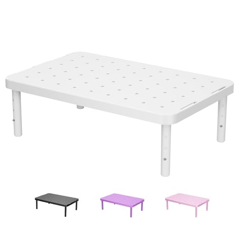 WALI Computer Monitor Stand for Desk, Adjustable Laptop Riser, Desk Monitor Stand Underneath Storage for Office, Home, School Supplies (PTT001-W), 1 Pack, White - color: White, size: 14.6" * 9.3" Basic