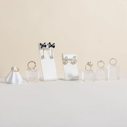 White earring holder for girls, Leather earring display stand for selling, Jewelry earring hanger for boutique store【White-Earring stand-2pcs】