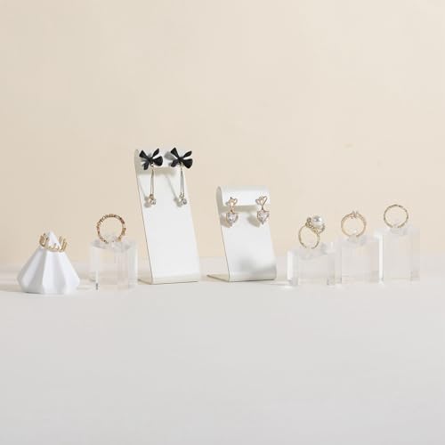 White earring holder for girls, Leather earring display stand for selling, Jewelry earring hanger for boutique store【White-Earring stand-2pcs】