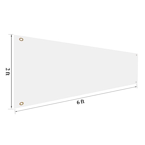 Zonon Large Blank Banners And Signs Polyester Oxford Cloth Sublimation Banner To Decorate With Hanging Rope For Indoor Wall Outdoor Easy Hang Diy Signs For Business Office(White,2 x 6 Feet) - color: White, size: 2 x 6 Feet