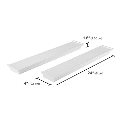 MELANNCO Arlington Floating Wall Shelves for Bedroom, Living Room, Nursery, Set of 2, 24-Inch, White - color: White, size: Set of 2 (24 Inch), style: Arlington