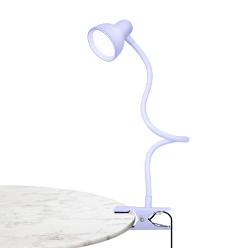 LiFMIRA Clip on Lamp USB Reading Light, 3 Color Modes, 10 Brightness Dimmable, Flexible Gooseneck Desk Lamp with Clamp, Eye Care Clip on Light for Bed Headboard Desk Home Dorm - color: Lilac Purple