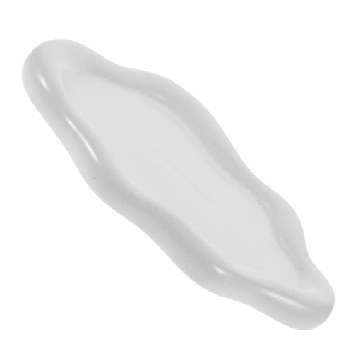 NUOBESTY Ceramic Jewelry Dish Cloud Shape Decorative Trinket Tray Ring Holder Smooth Edges Compact Organizer for Vanity Desk Photography Prop White with Speckled Design