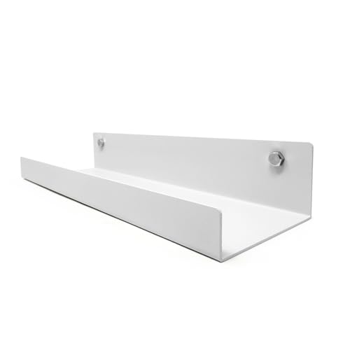 Mitus Floating Display Shelf - Wall Mounted - Modern Industrial Metal Channel Ledge White, 12 inch - color: White, size: 12 in