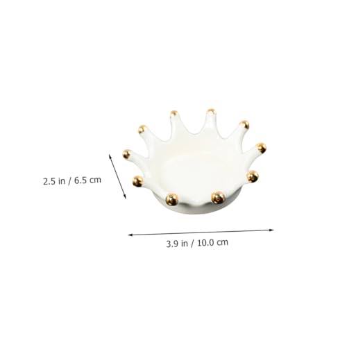 BESPORTBLE Crown Ceramic Jewelry Tray Necklace and Key Holder Decorative Crown-shaped Ceramic Disc Photo Prop Jewelry Organizer for Vanity and Desk