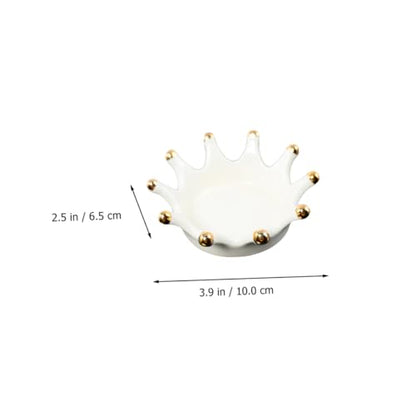 BESPORTBLE Crown Ceramic Jewelry Tray Necklace and Key Holder Decorative Crown-shaped Ceramic Disc Photo Prop Jewelry Organizer for Vanity and Desk
