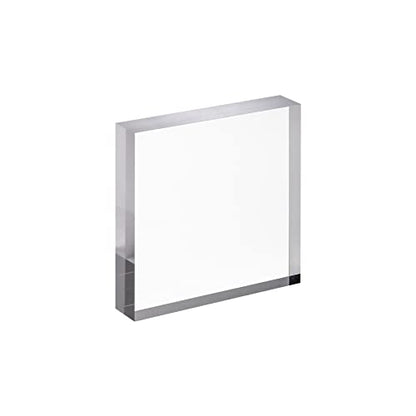 CiaoHER 1in Thickness 5in Square Acrylic Cube Display Block Clear Polished Pedestal Stand Riser Solid Base 5" x 5" x 1", 1 Pack