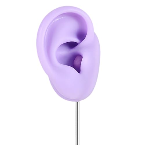 Silicone Ear Model Body Part,Jewelry Rack Teaching Tool Prop Organizer Earring Display Stand Holder for Photography Shows , Purple Right