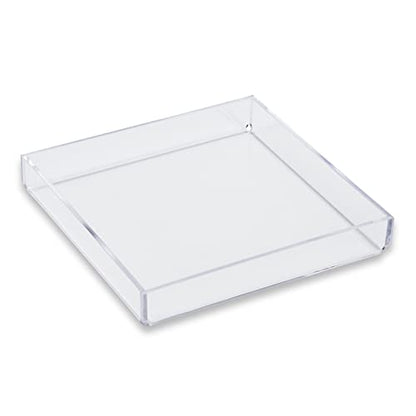 Clear Acrylic Organizer Tray, 6 x 6 Low-Profile Display & Vanity Tray – BPA-Free, Bathroom, Desk, Decor & Serving (Dry Use Only) - Made in USA - size: 6" x 6" x 1"