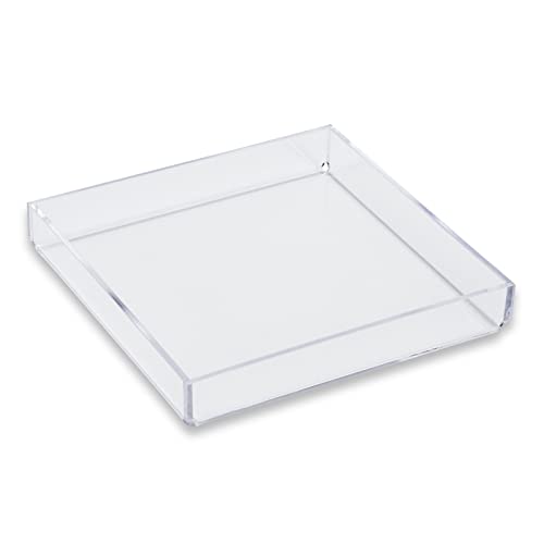 Clear Acrylic Organizer Tray, 6 x 6 Low-Profile Display & Vanity Tray – BPA-Free, Bathroom, Desk, Decor & Serving (Dry Use Only) - Made in USA - size: 6" x 6" x 1"