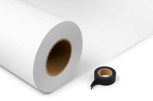 Denny Mfg - Seamless Paper Backdrop for Photoshoot with Free Gaffer Tape – Bright White Photography Paper Roll Background with Matte Finish for Studio, Video & Content Creation – (53 in x 36 ft) - color: Bright White, size: 53 in x 36 ft