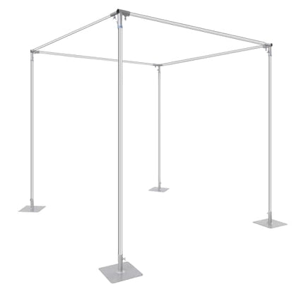 10ft Square Backdrop Stand, Adjustable 4 Post Hardware Kit, Heavy Duty Portable Backdrop Stand Canopy Frame Kit with Metal Base Photo Back Drop Holder for Wedding Birthday Party Photography Decoration