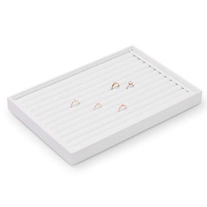 Oirlv Premium White Leather Stackable Jewelry Tray Ring Holder Organizer Showcase Ring Earring Display - color: White, size: Ring Tray