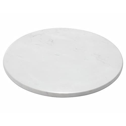 Natural Round Marble Tray Glossy Pastry Board for Dessert, Cheese, Coffee, Smooth on Both Sides (Volakas White) - color: Volakas White