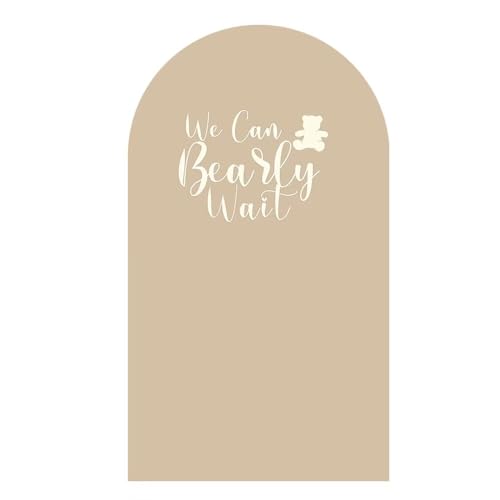 Light Brown Arch Backdrop Covers Baby Shower Birthday Party Decorations We Can Bearly Wait Arches Background Stretchy Fabric Cover Wedding Parties Decors (2.2x5FT) - color: Kp-gx-2360, size: 2.2ftx5ft (Only Cover)