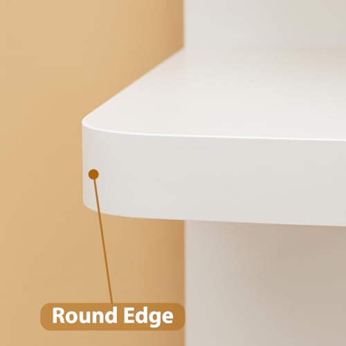 LitaEther Modern Lack Wall Shelf -Round Edge (White, 4 Tier) - color: White, size: 4 Tier