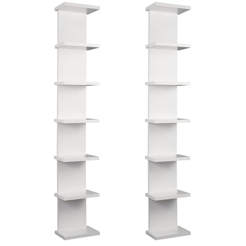 2 Pack 7 Tier Wall Shelf Unit - 7-Tier Lack Floating Shelf, Compact Display Floating Shelves, Vertical Column Wall Decor Mount Float Storage Tall Tower Shelves for Bedrooms, Living Rooms