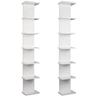 2 Pack 7 Tier Wall Shelf Unit - 7-Tier Lack Floating Shelf, Compact Display Floating Shelves, Vertical Column Wall Decor Mount Float Storage Tall Tower Shelves for Bedrooms, Living Rooms