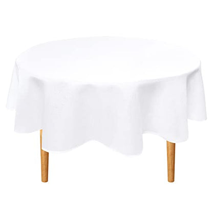 Hiasan Round Linen Table Cover 30 Inch - Wrinkle and Stain Resistant Washable Polyester Fabric Table Cloth for Dining Room Kitchen Party, White - color: White, size: 30" (Round)