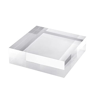 CiaoHER 2in Thickness Solid Acrylic Cube Display Block Clear Polished Pedestal Stand Riser Solid Base 2'' x 5" x 5", 1 Pack