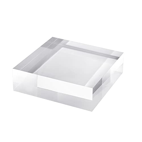 CiaoHER 2in Thickness Solid Acrylic Cube Display Block Clear Polished Pedestal Stand Riser Solid Base 2'' x 5" x 5", 1 Pack