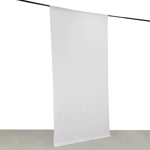 Efavormart 5ft x 10ft White 4-Way Stretch Spandex Backdrop Curtain, Wrinkle-Free Opaque Drapery Panel for Baptisms, Wedding Altars and Studio Portraits - color: White, size: 5ftx10ft