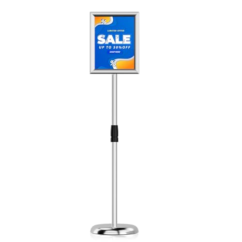 Sign Holder Stand - 8.5 ×11 inch Standing Display Sign Stand, Adjustable Poster Sign Holder Heavy Duty Pedestal Floor Sign Stand, Snap Open Frame for Vertical & Horizontal View, Silver (Silver, 8.5x11 1-Pack) - color: Silver, size: 8.5x11 1-pack