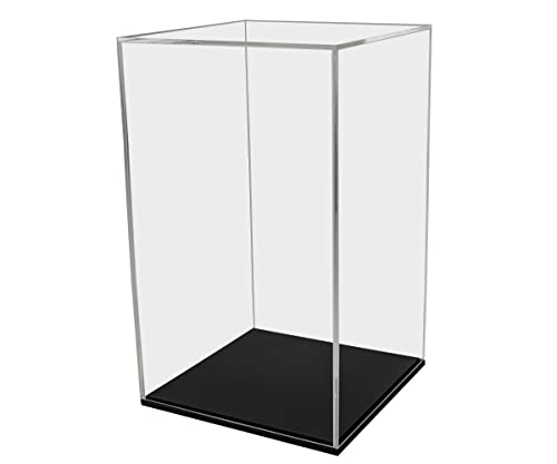 Marketing Holders Pedestal Clear with Black Base See Through 12" W x 12" D x 18" H Display Cube Art Sculpture Stand Trinket Collectible Weddings Home Decor Flower Stand Elevating Showcase - color: 12" 12" X 18" Clear With Black Base