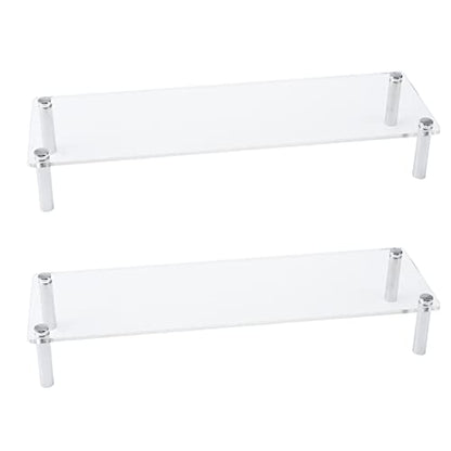 MY MIRONEY 2PCS Acrylic Display Stands Clear Display Shelf Cupcake Display Riser Makeup Holder for Decoration and Organizer(11.81" x 3.54" x 1.97") - size: 11.81" x 3.54" x 1.97"
