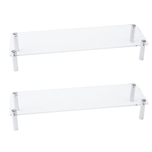 MY MIRONEY 2PCS Acrylic Display Stands Clear Display Shelf Cupcake Display Riser Makeup Holder for Decoration and Organizer(11.81" x 3.54" x 1.97") - size: 11.81" x 3.54" x 1.97"