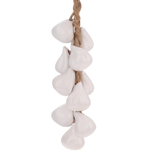 Woration Artificial White Garlics String Ceramics Fake Garlics Hanging Decoration Realistic Vegetable Model Ornament for Home Kitchen Shop Farm Party Wall 1Pack - color: Ceramic Garlic