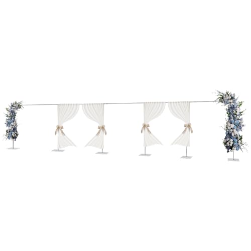 10x50ft Backdrop Stand Pipe Kit, Curtain Frame Professional Background Support Telescopic Stainless Steel Wall Shelf Photo Stand Kits for Wedding Party Celebration Photography - color: Silver, size: 10 x 50 FT