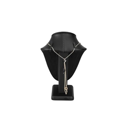 MOOCA 2 Pcs Deluxe Faux Leather Small Necklace Chain Jewelry Display Holder, Jewelry Stand, Necklaces Display Mannequin Bust Stand, 6.25”H, Black Faux Leather - color: Black Faux Leather