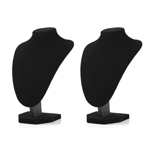 Comelyjewel Necklace Display Stand Set of 2, 21cm Velvet Jewelry Bust for Necklaces & Earrings, Tangle-Free Organizer for Dresser, Jewelry Display for Home & Vendors (Black Velvet) - color: Black Velvet